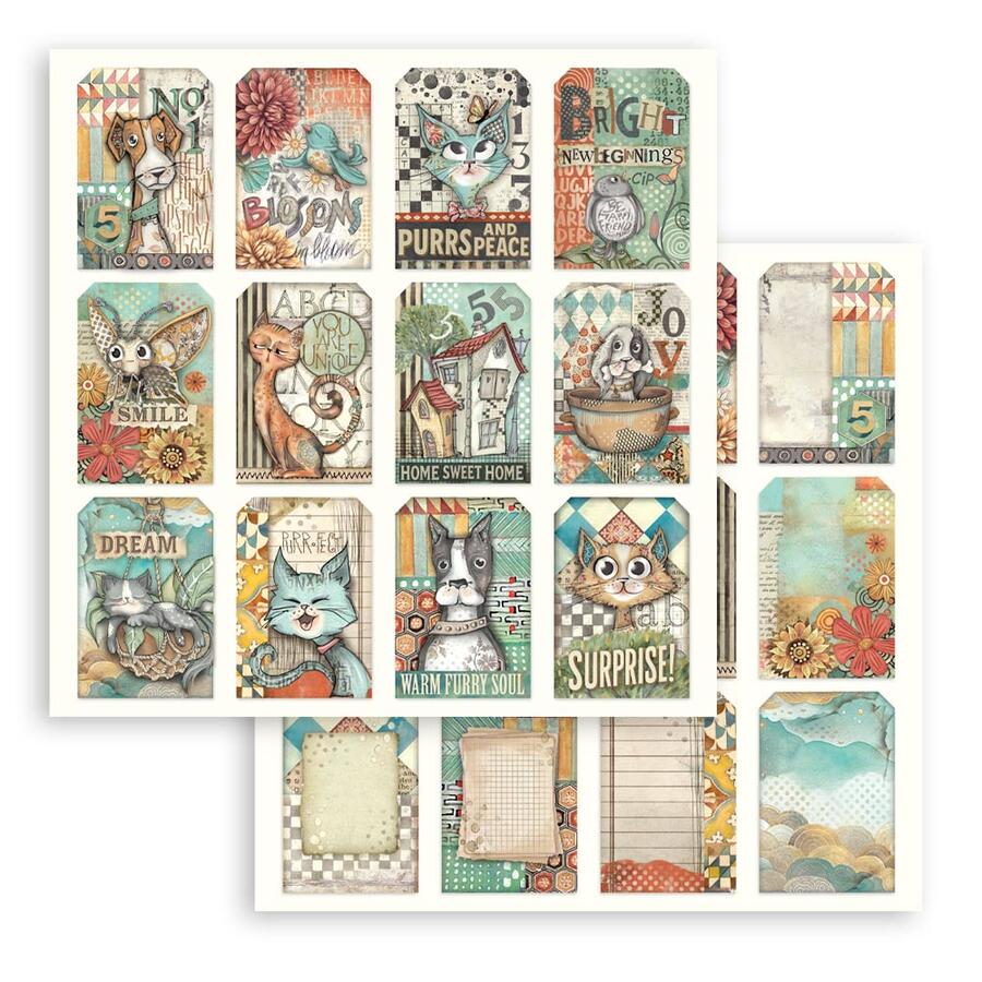 Blocco 10 fogli 20,3 x 20,3 Double face Furry friends