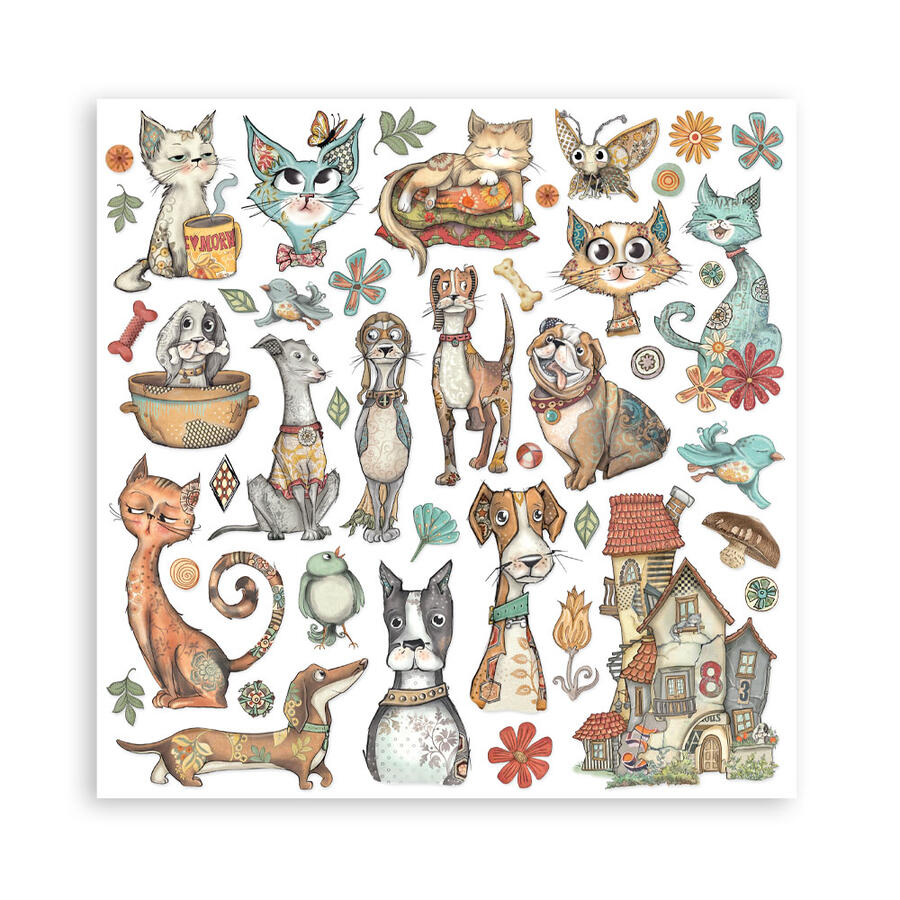 Blocco 10 fogli 20,3 x 20,3 Double face Furry friends