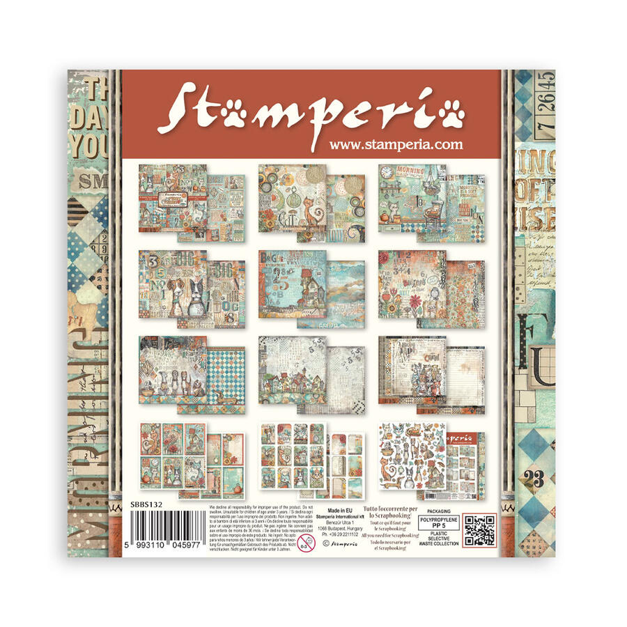 Blocco 10 fogli 20,3 x 20,3 Double face Furry friends