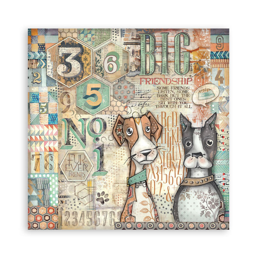 Blocco 22 fogli 20,3 x 20,3 Single Face Furry Friends