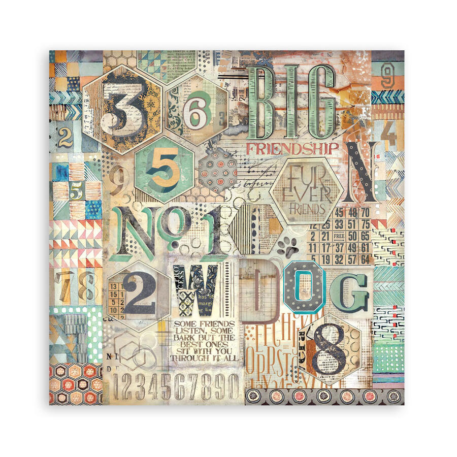 Blocco 22 fogli 20,3 x 20,3 Single Face Furry Friends