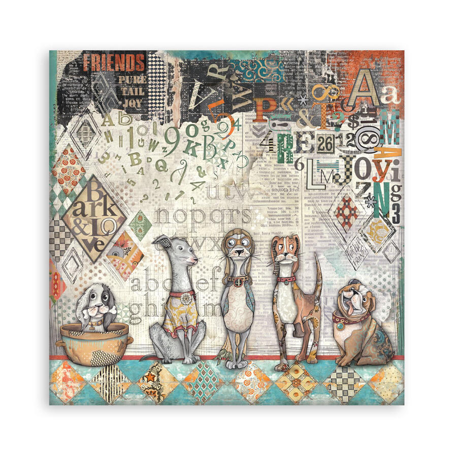 Blocco 22 fogli 20,3 x 20,3 Single Face Furry Friends