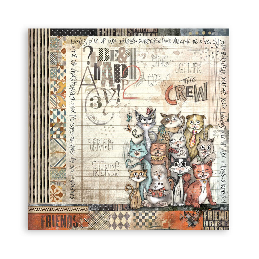 Blocco 22 fogli 20,3 x 20,3 Single Face Furry Friends