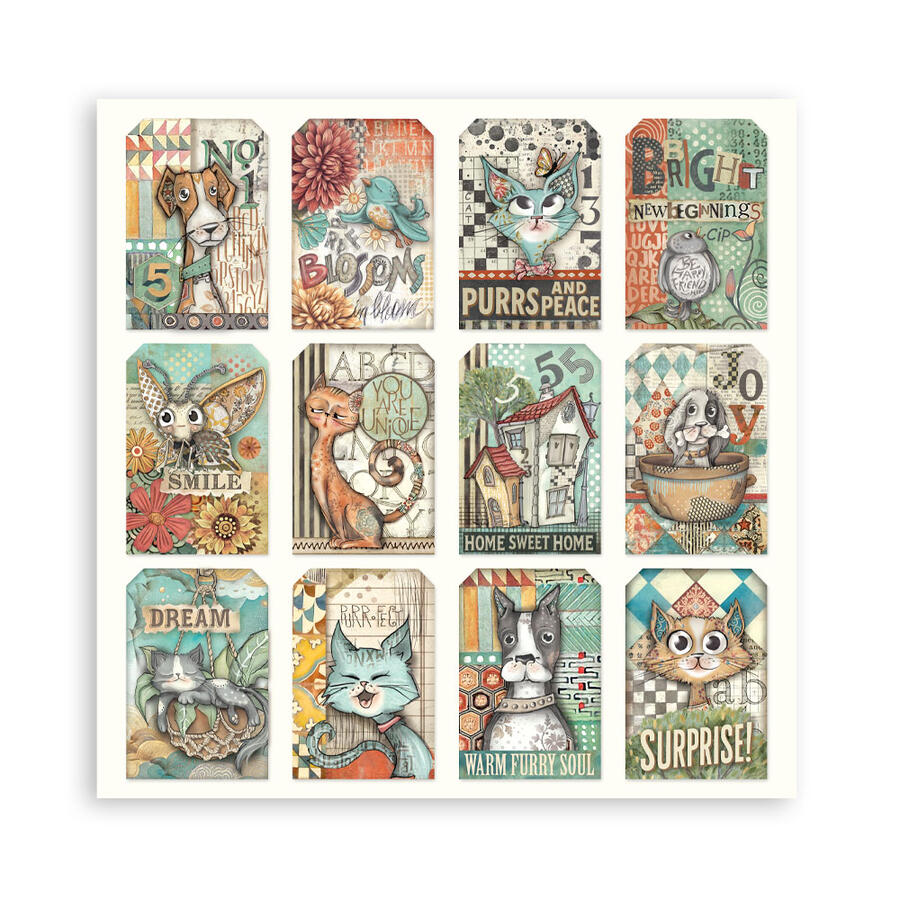 Blocco 22 fogli 20,3 x 20,3 Single Face Furry Friends