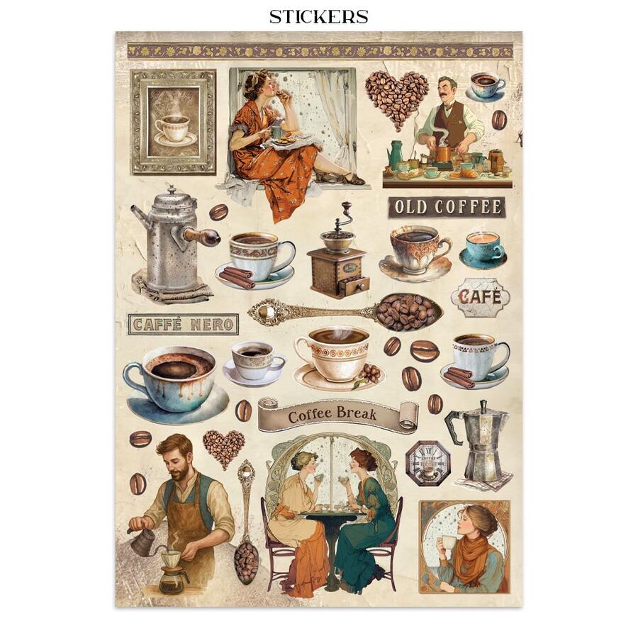 Junk journal stickers, cut-outs, backgrounds Coffee and Chocolate