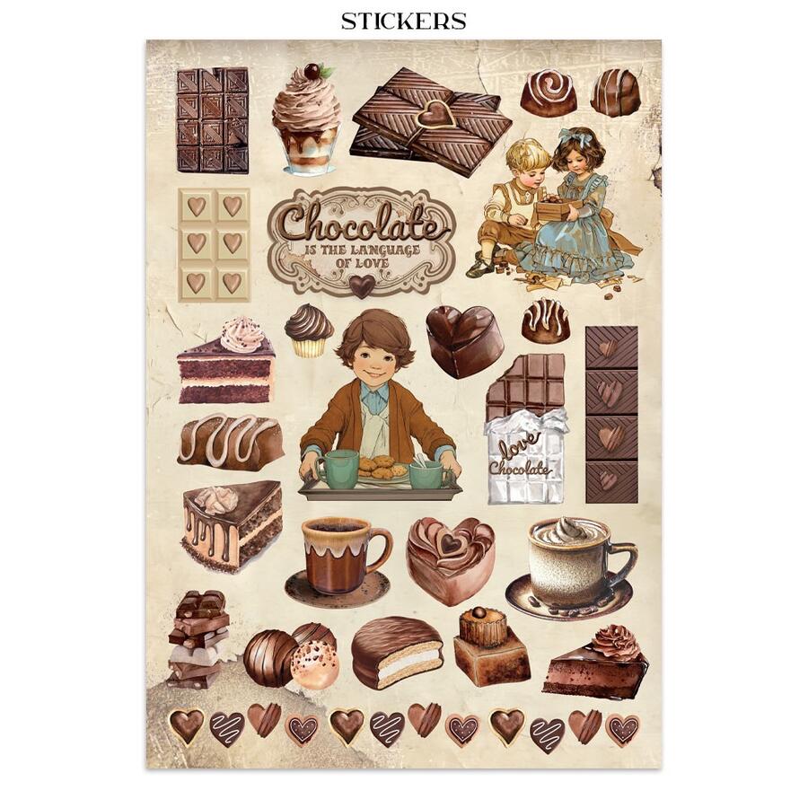 Junk journal stickers, cut-outs, backgrounds Coffee and Chocolate