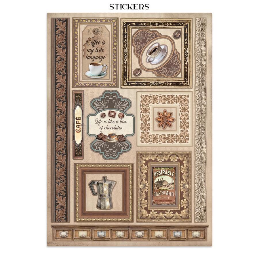 Junk journal stickers, cut-outs, backgrounds Coffee and Chocolate