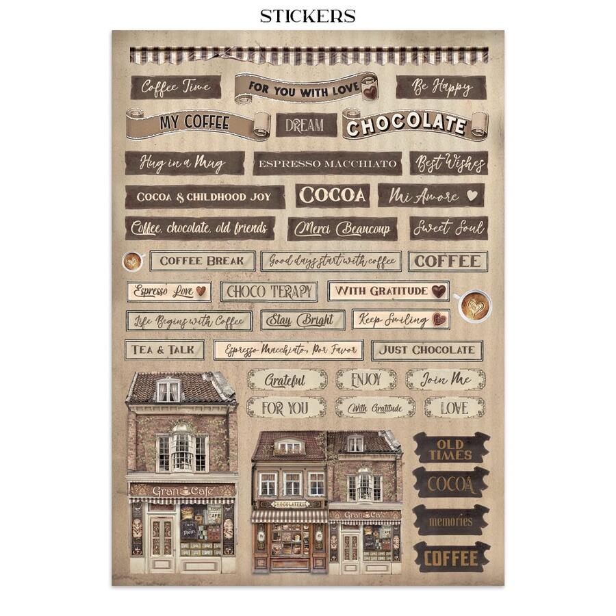 Junk journal stickers, cut-outs, backgrounds Coffee and Chocolate