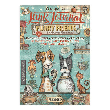 Junk Journal stickers, cut-outs, backgrounds, Furry Friend