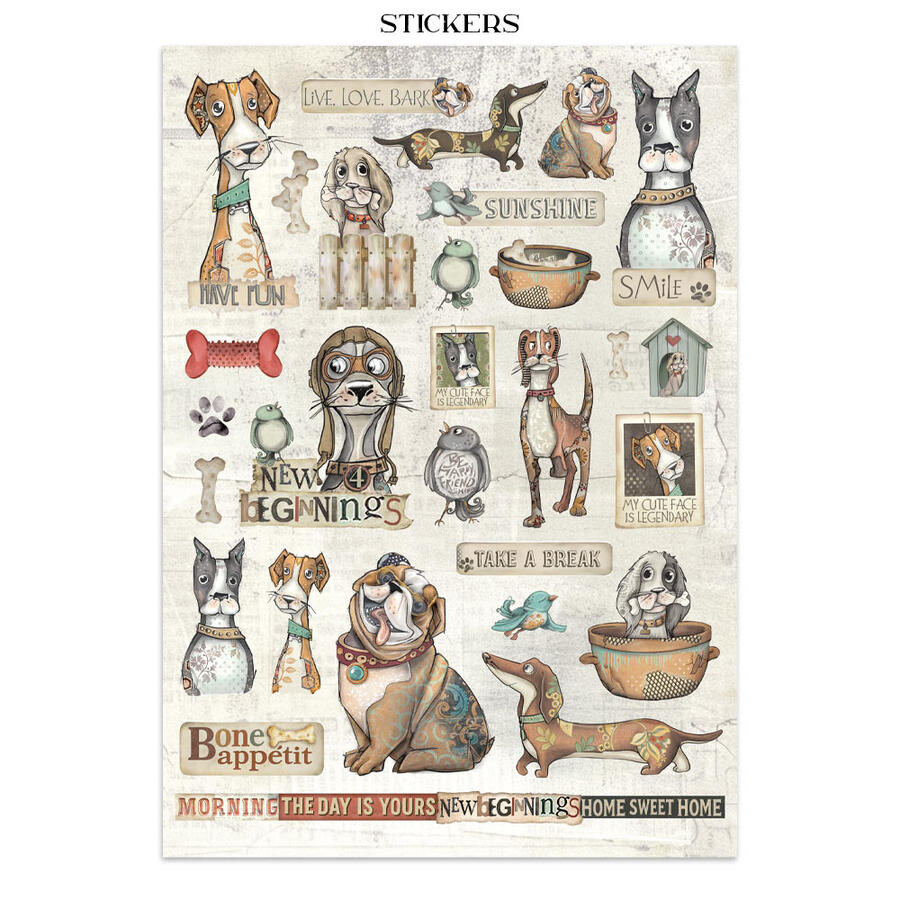 Junk Journal stickers, cut-outs, backgrounds, Furry Friend