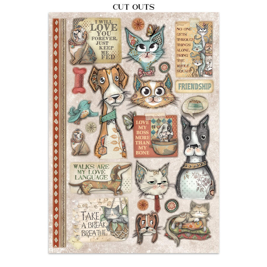 Junk Journal stickers, cut-outs, backgrounds, Furry Friend