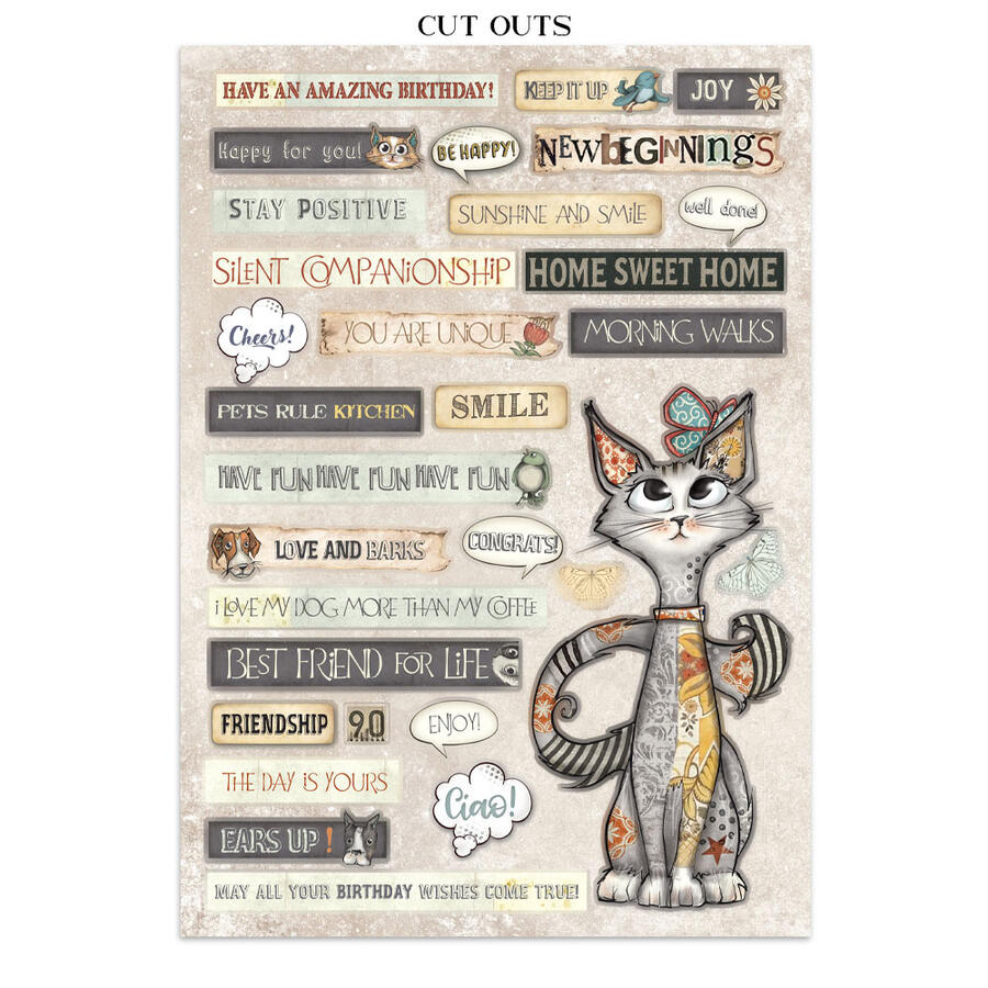 Junk Journal stickers, cut-outs, backgrounds, Furry Friend