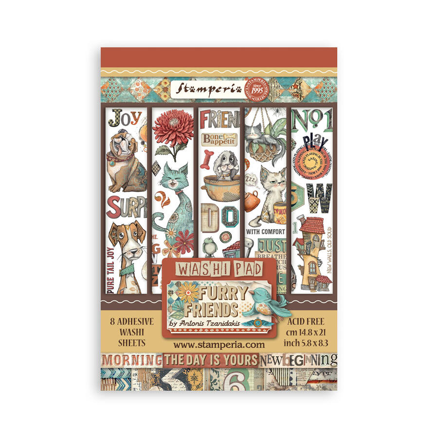 Washi Pad 8 sheets A5 Furry Friends