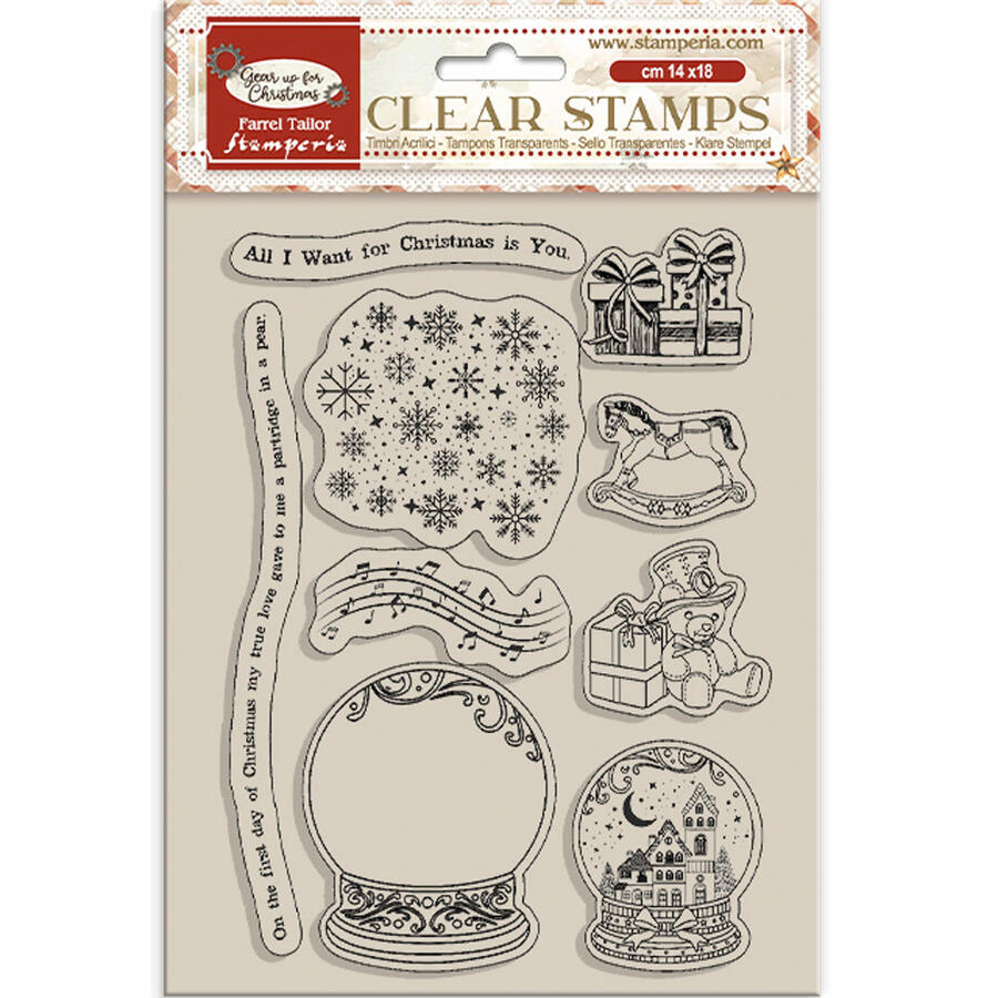 Timbro acrilico cm 14 x 18 Gear up for Christmas Snowglobes