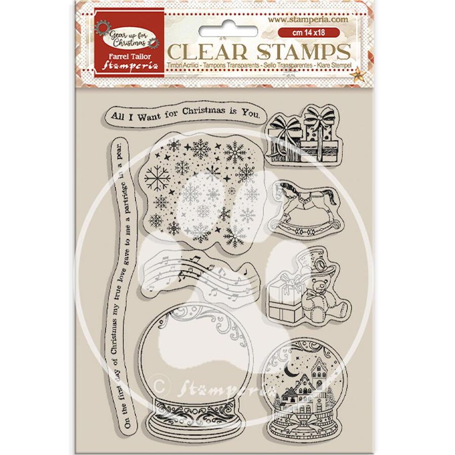 Timbro acrilico cm 14 x 18 Gear up for Christmas Snowglobes