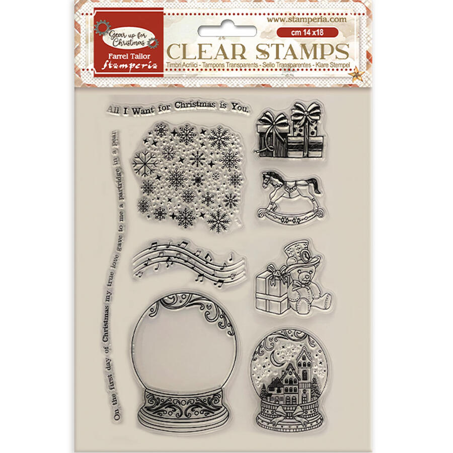 Timbro acrilico cm 14 x 18 Gear up for Christmas Snowglobes