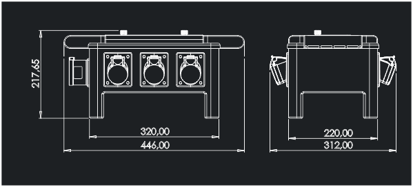 Quadro elettrico portatile trifase 32A PV-CIN 5LF