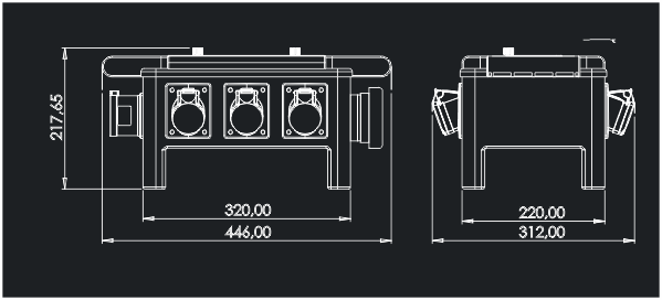 Quadro elettrico portatile trifase 32A PV-CIN 5/1LF