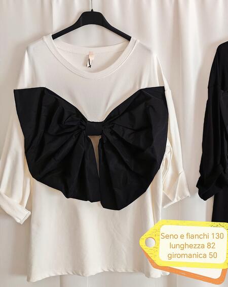 FELPA COTONE CON FIOCCO TAFFETA