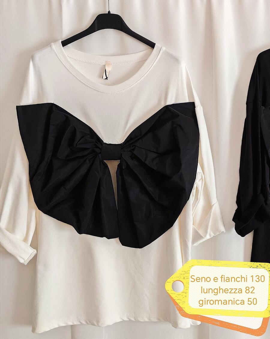 FELPA COTONE CON FIOCCO TAFFETA