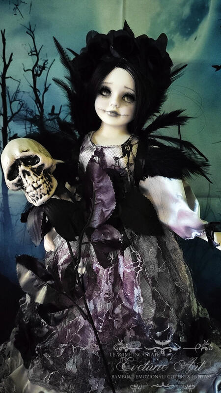 Lethia  - Bambola Necromante in porcellana gothic