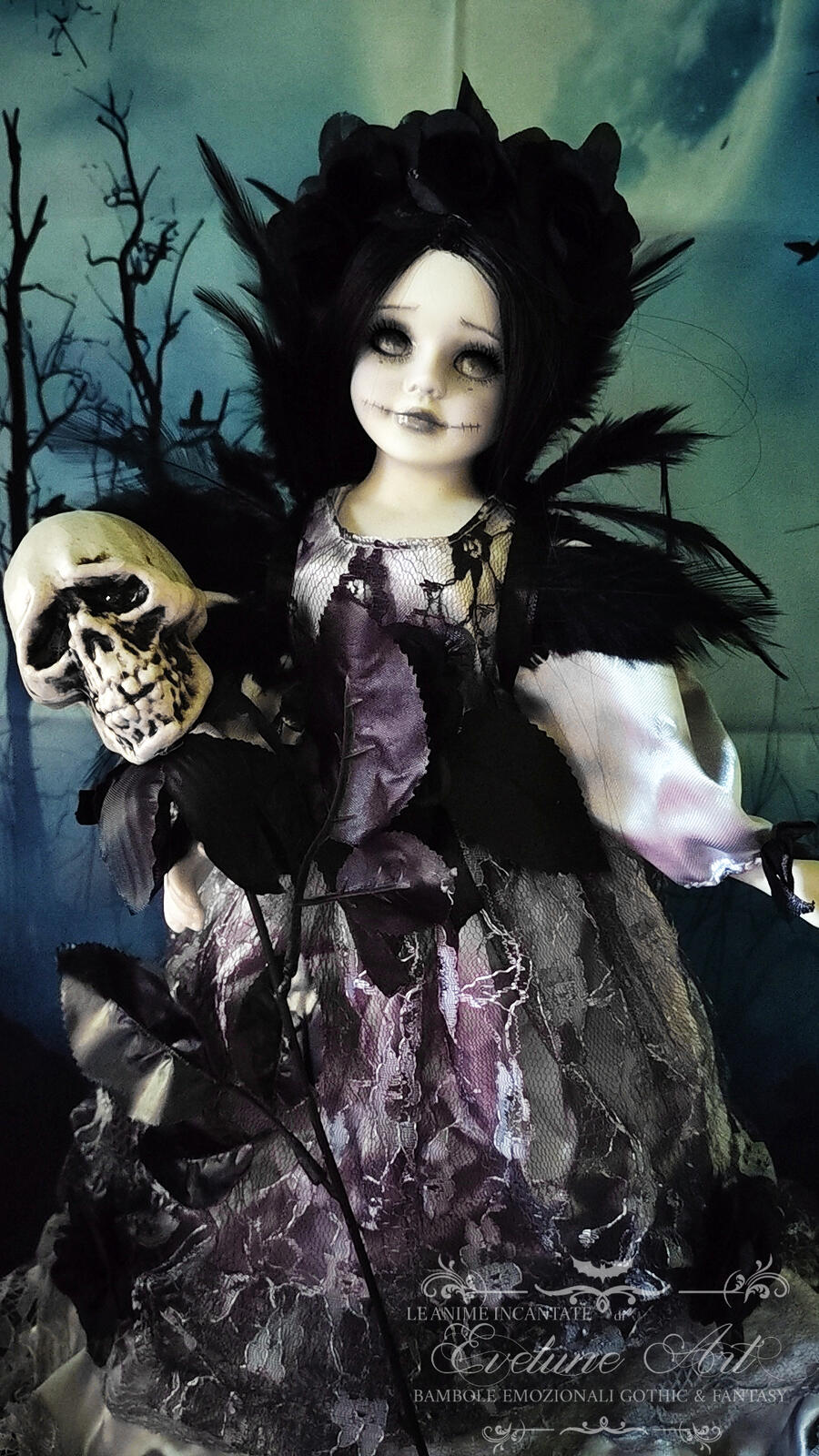 Lethia  - Bambola Necromante in porcellana gothic
