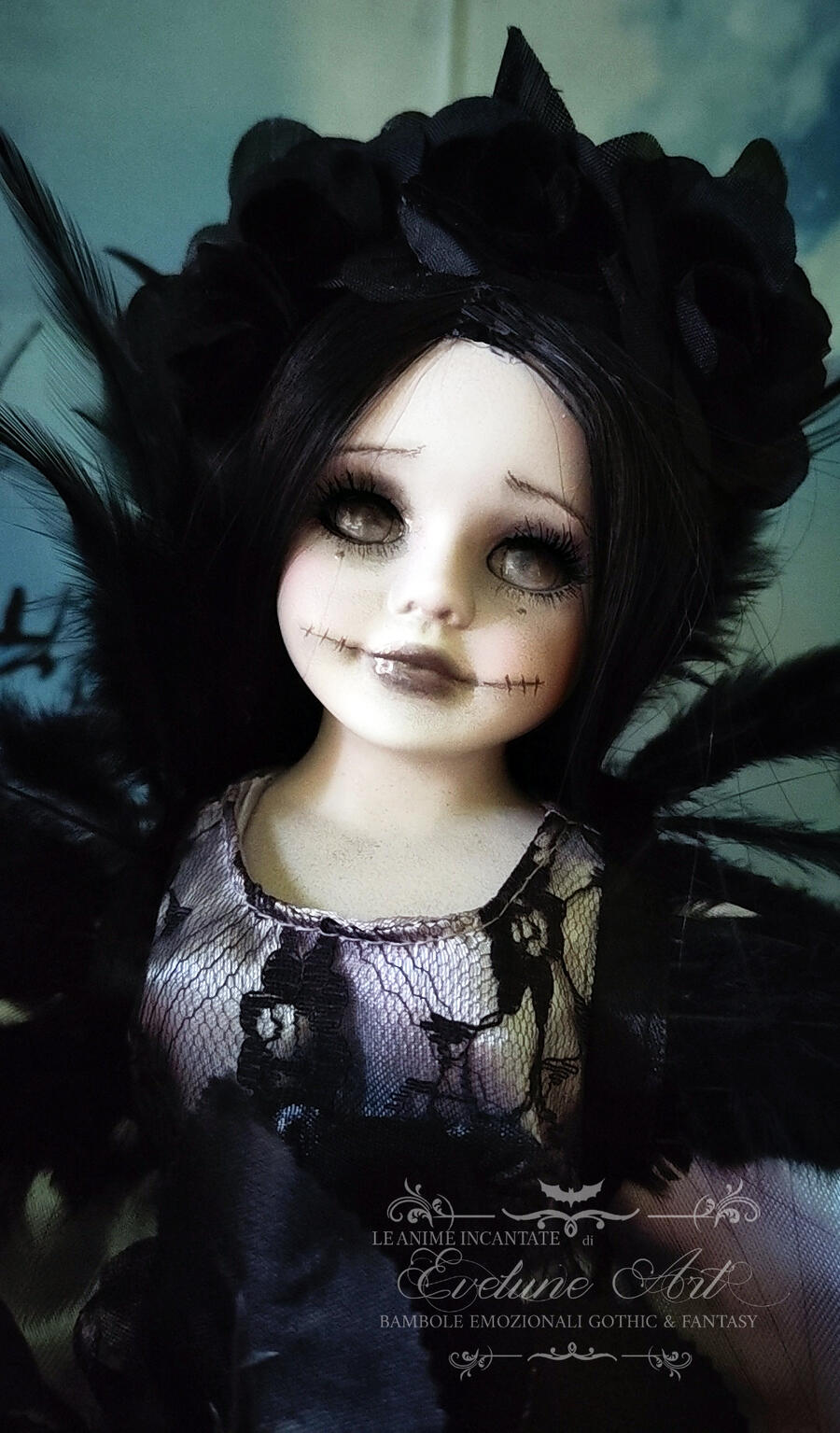 Lethia  - Bambola Necromante in porcellana gothic