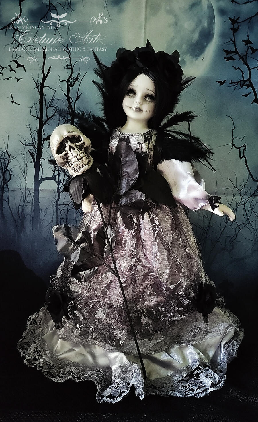 Lethia  - Bambola Necromante in porcellana gothic