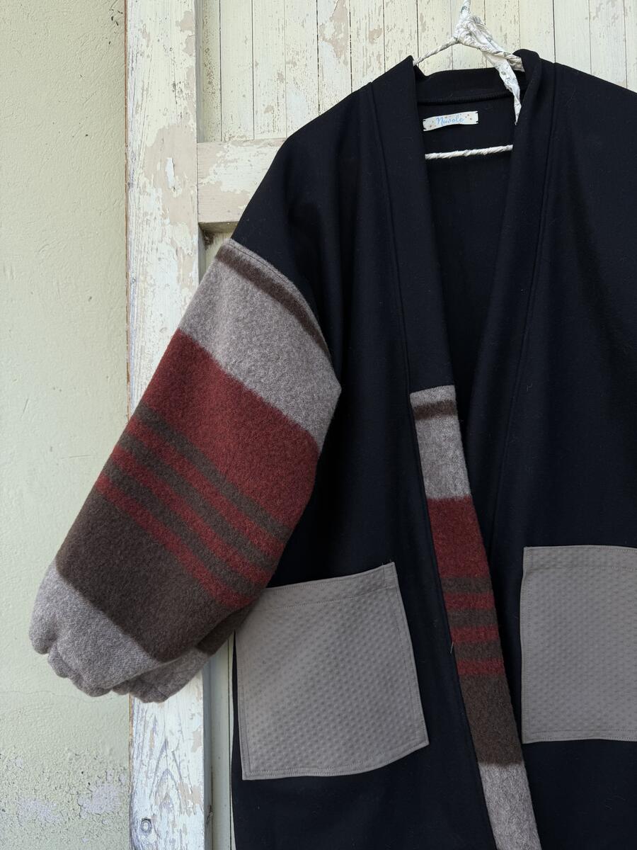 Kimono nero e beige 