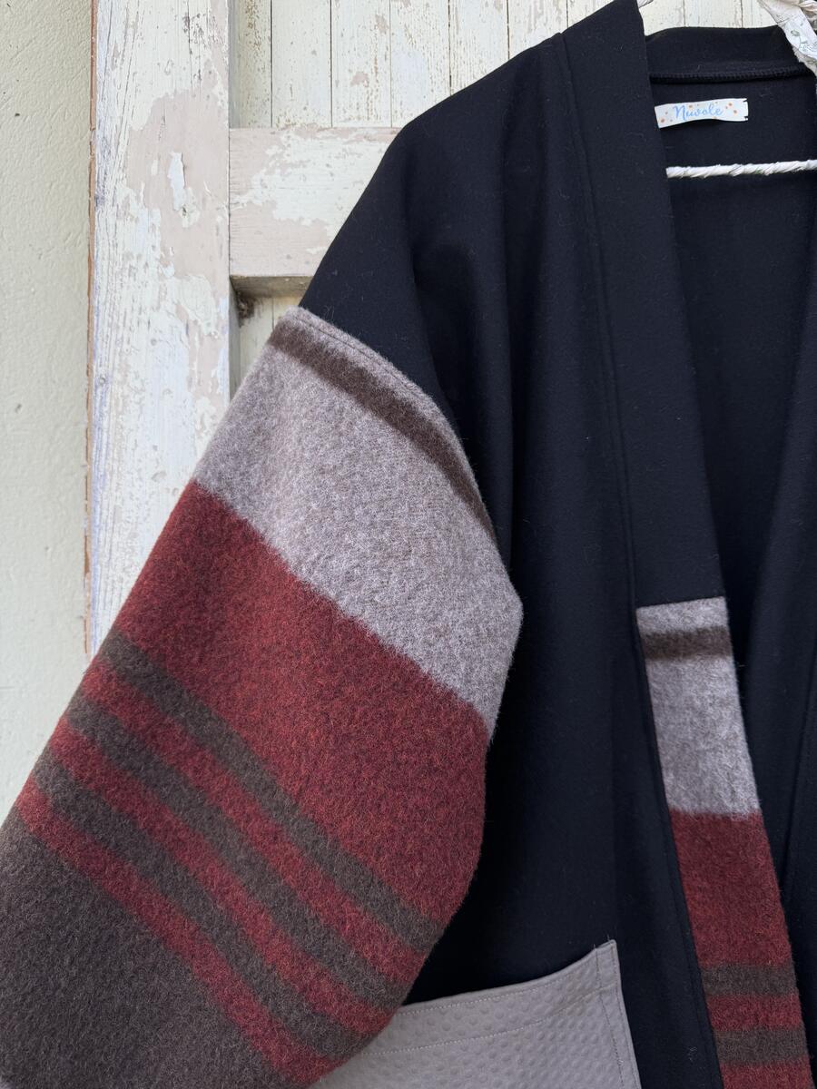Kimono nero e beige 