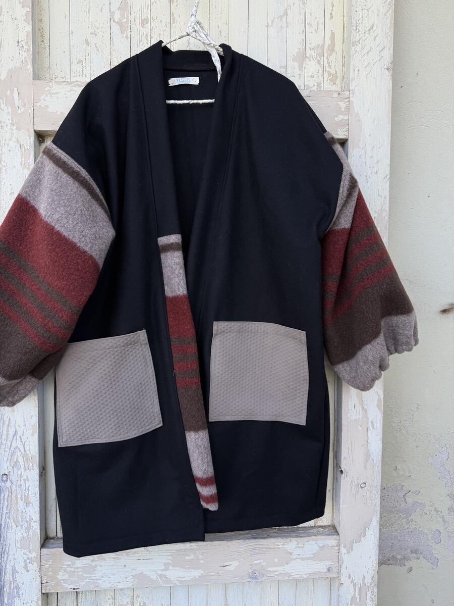 Kimono nero e beige 