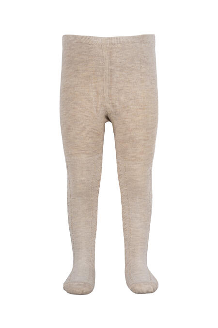 Collant in Bamboo con Ricamo - Off White Melange 