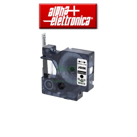 ALPHA ELETTRONICA - ST45013 Nastro etichette standard per ST0050K testo nero su sfondo bianco 12mm x 7m
