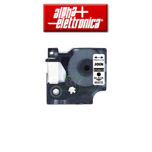 ALPHA ELETTRONICA - ST45013 Nastro etichette standard per ST0050K testo nero su sfondo bianco 12mm x 7m