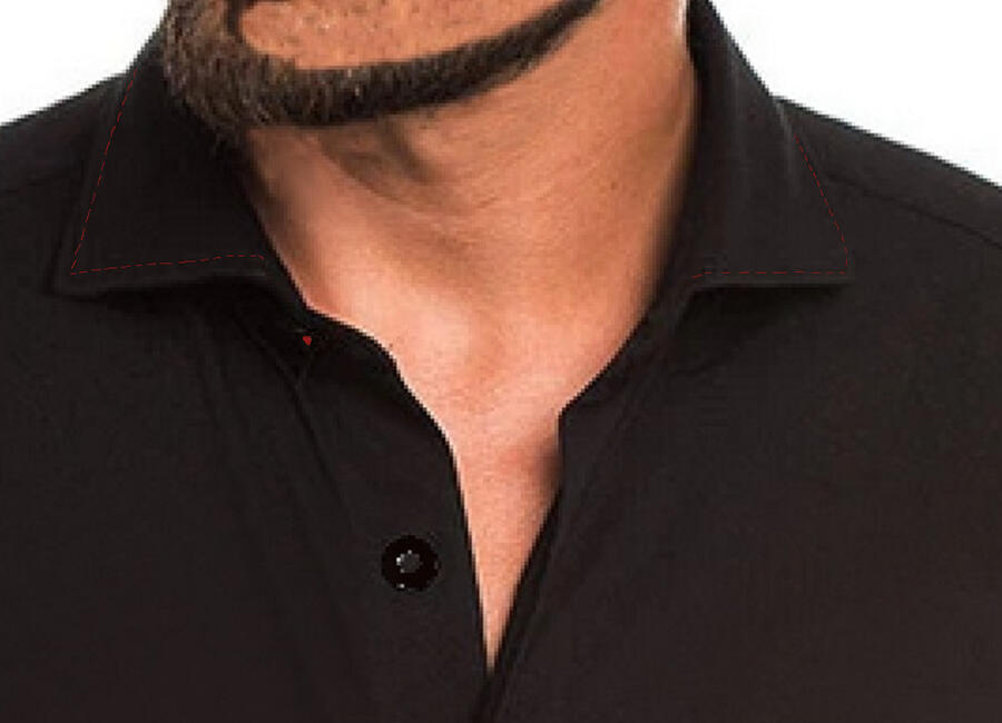 Black Viscose Dance Shirt with Red Stitching 9-0012R