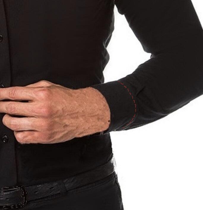 Black Viscose Dance Shirt with Red Stitching 9-0012R