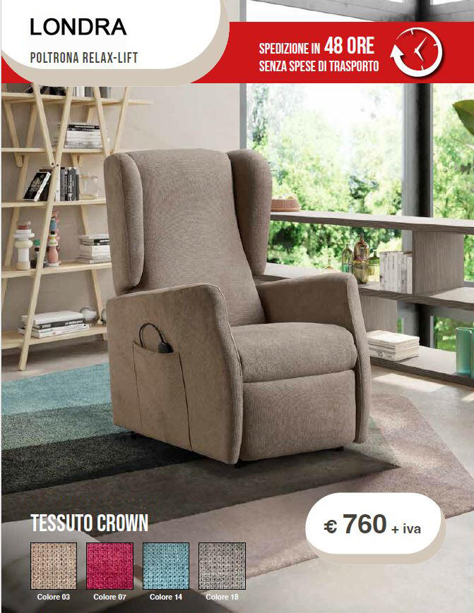 Poltrona Relax Londra completa di Due Motori Alzapersona e Kit Roller in Pronta Consegna Trasporto al PIANO Gratuito PREZZO CON IVA AGEVOLATA 4% Offerta