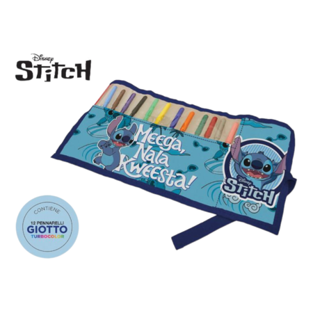 DISNEY STITCH ROLL + 12 PENNARELLI GIOTTO (Confezione da 2 pezzi) 