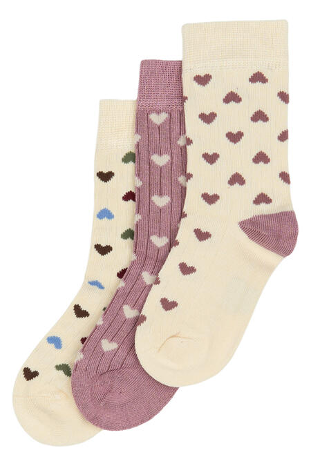 Set 3 Calzini Minipop MP31 Heart Mix in Bamboo – Fantasie con cuori