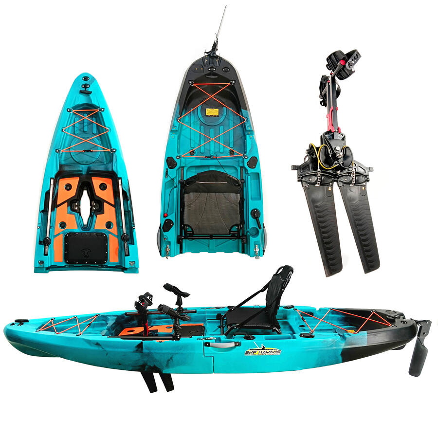 Kayak da pesca a pedali con pinnette - modulare divisibile - 335 cm SKF K1