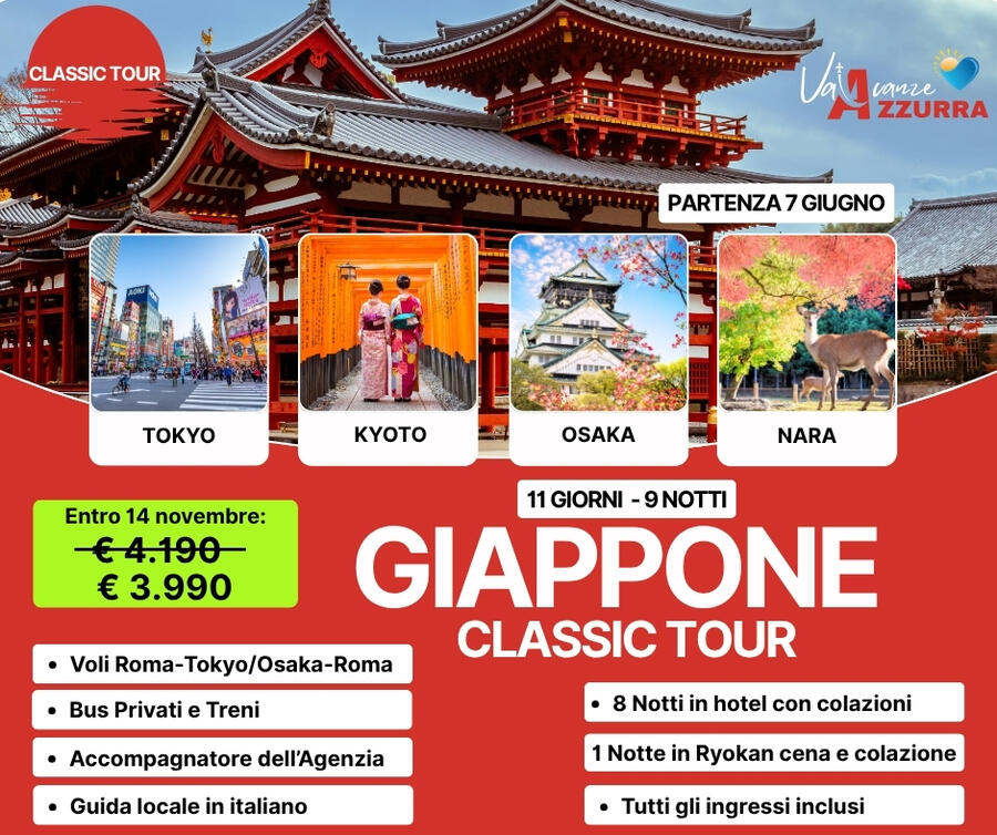 7 GIUGNO 2026 GIAPPONE CLASSICO IL VIAGGIO DELLA VITA! 