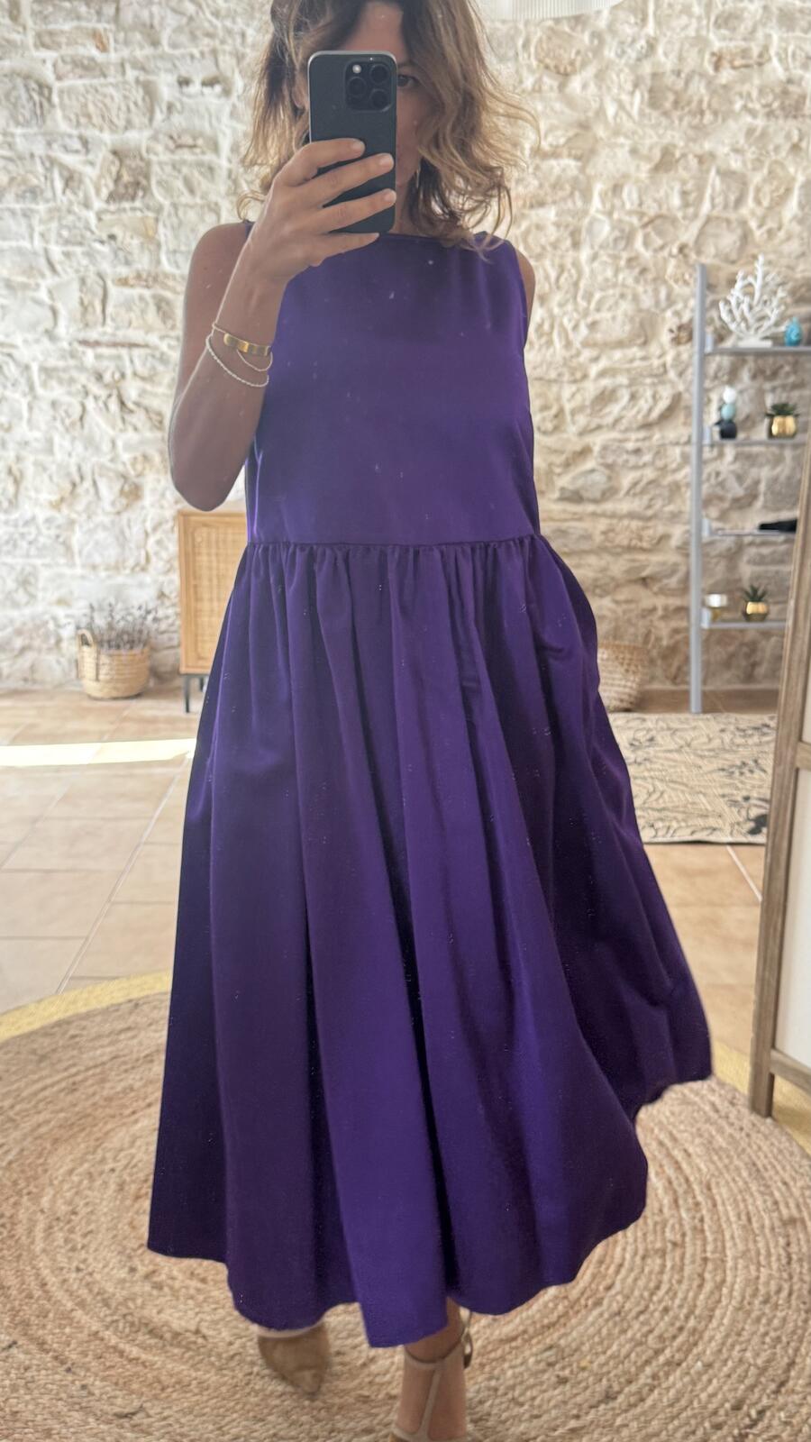 Ines maxi dress Violet mikado pura seta
