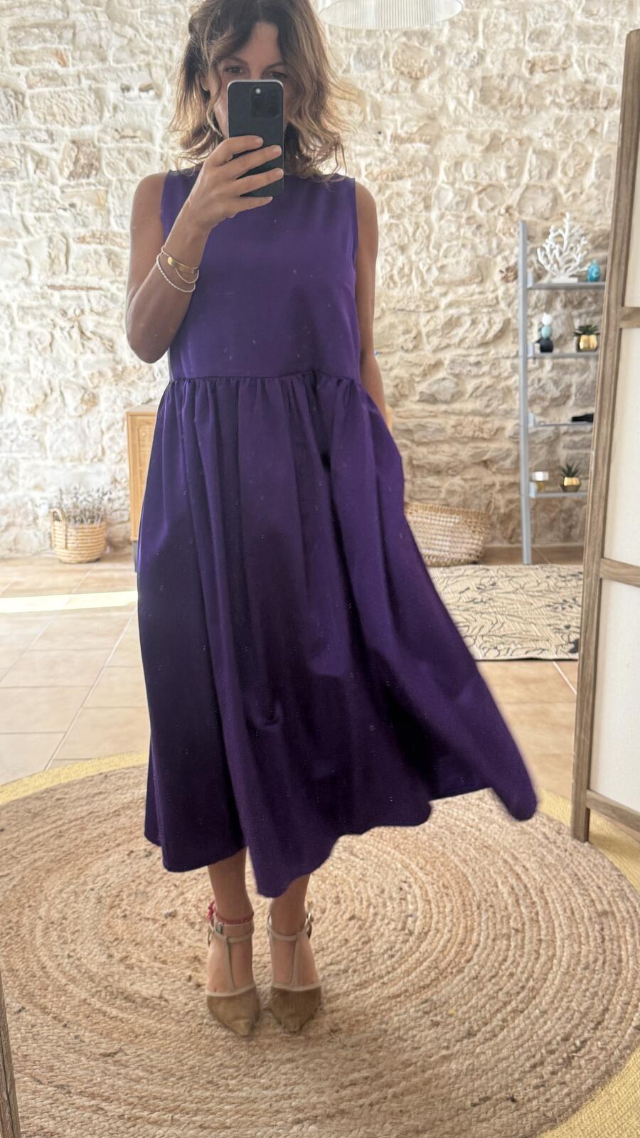 Ines maxi dress Violet mikado pura seta