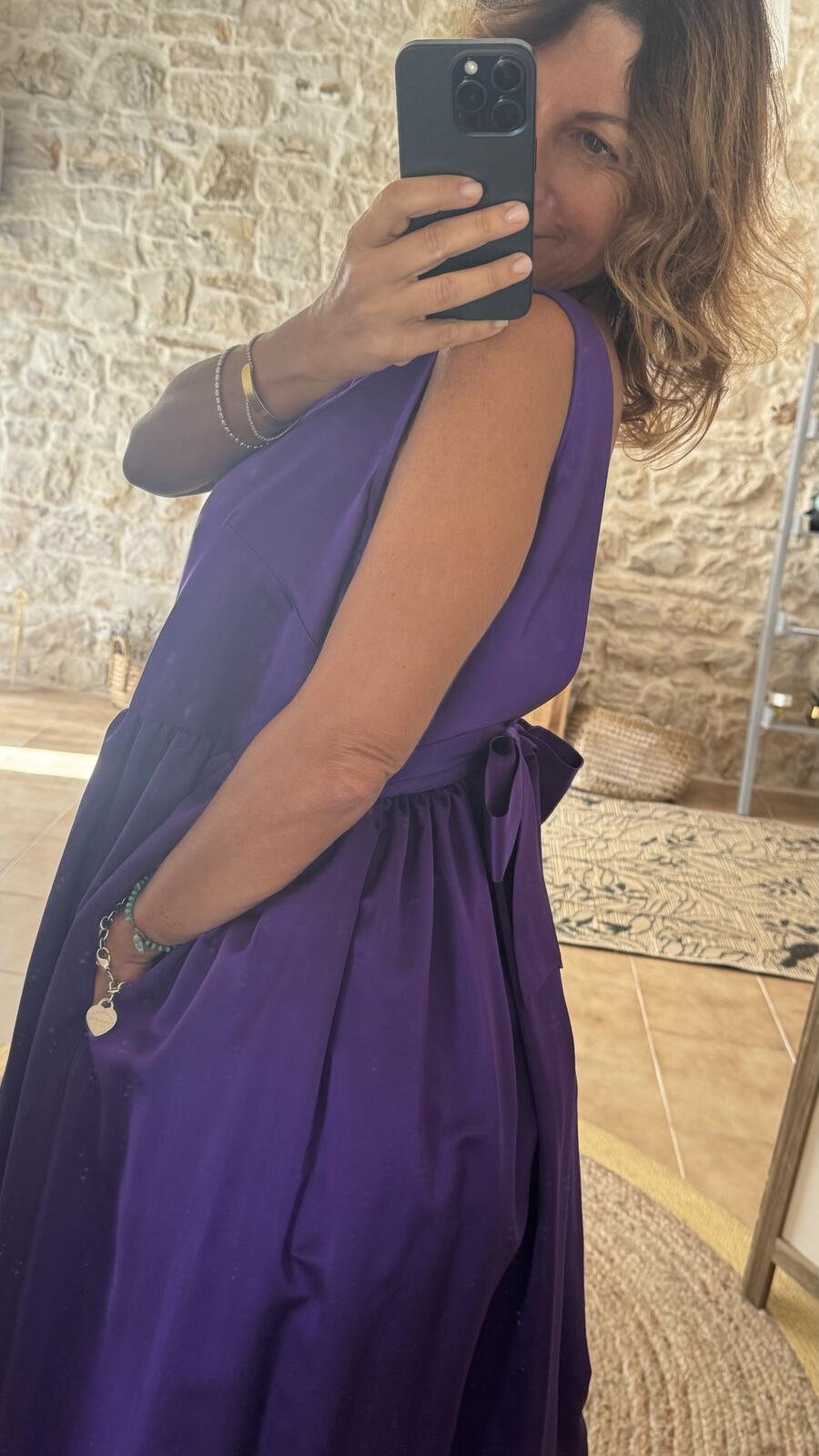 Ines maxi dress Violet mikado pura seta