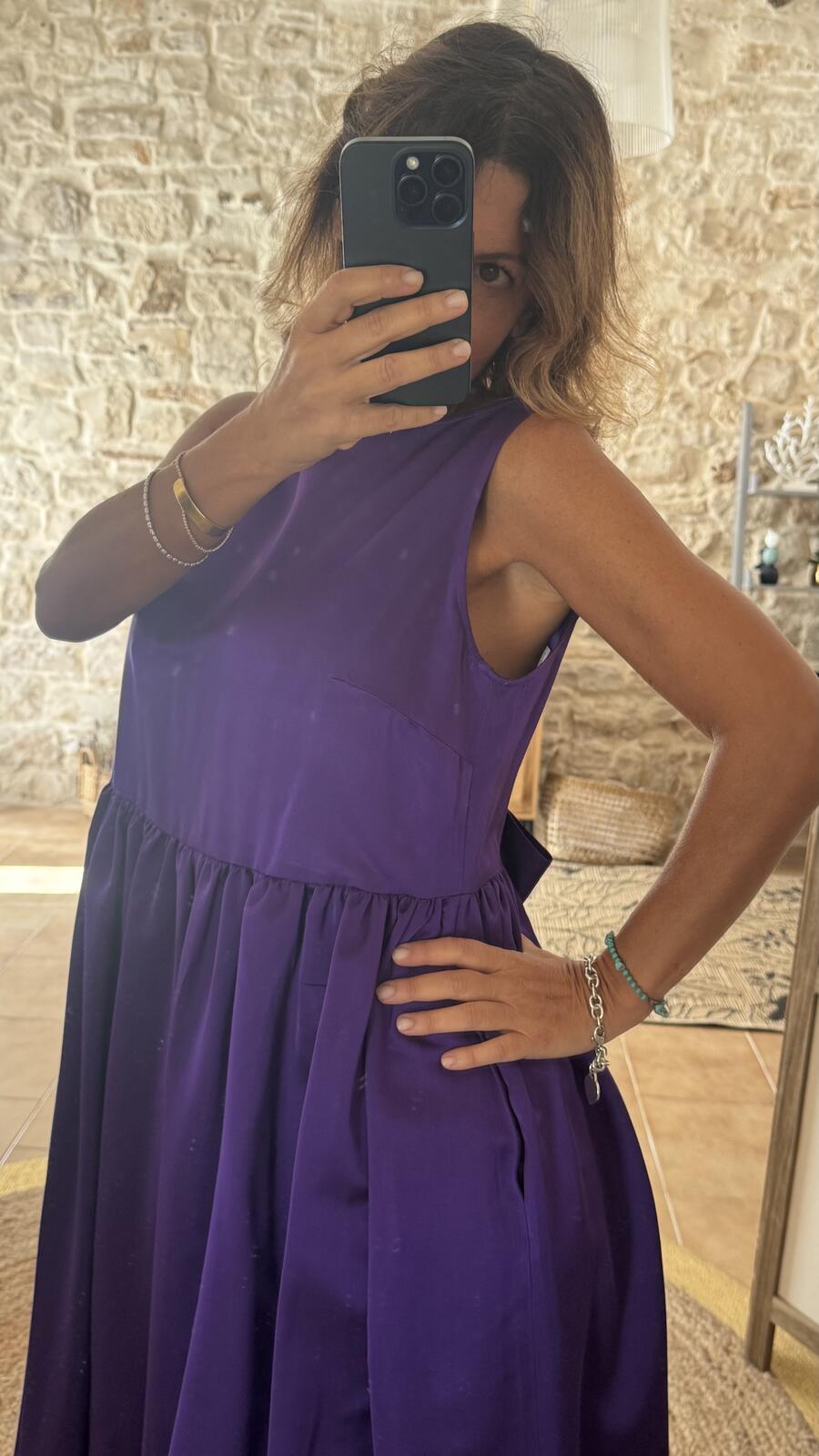 Ines maxi dress Violet mikado pura seta