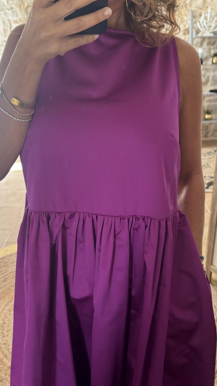 Ines maxi dress Ciclamino mikado pura seta
