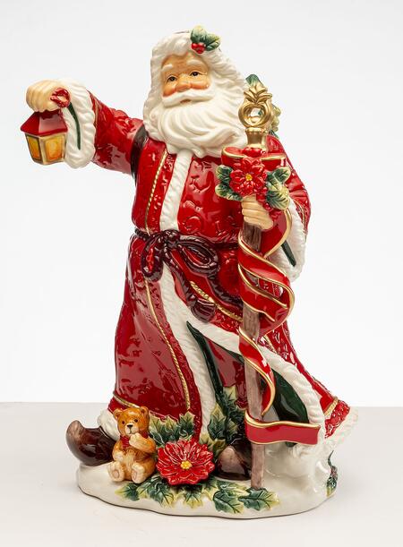 Lamart - Natale 2025 - Statua Babbo Natale con Lanterna – Ceramica Dipinta a Mano – H 35 cm