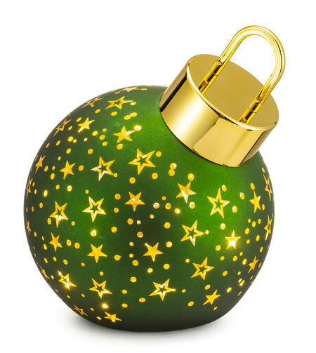 Lamart - Natale 2025 - Palla di Natale in Vetro Verde con LED – 20 cm – Decorata con Stelle Dorate
