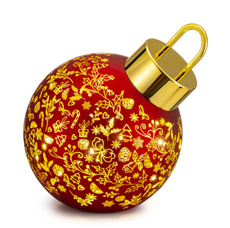Lamart - Natale 2025 - Palla di Natale in Vetro Rosso con LED – 20 cm – Decorata con Stelle Dorate