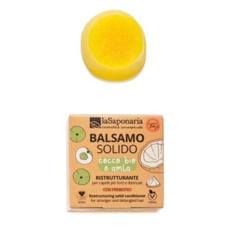 La Saponaria - Balsamo solido ristrutturante cocco bio e amla